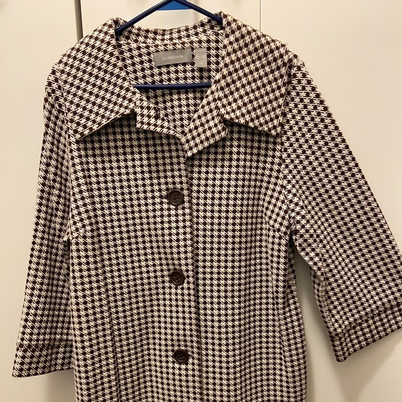 Brown & White Checkered Topper Coat - Picture 1 of 5